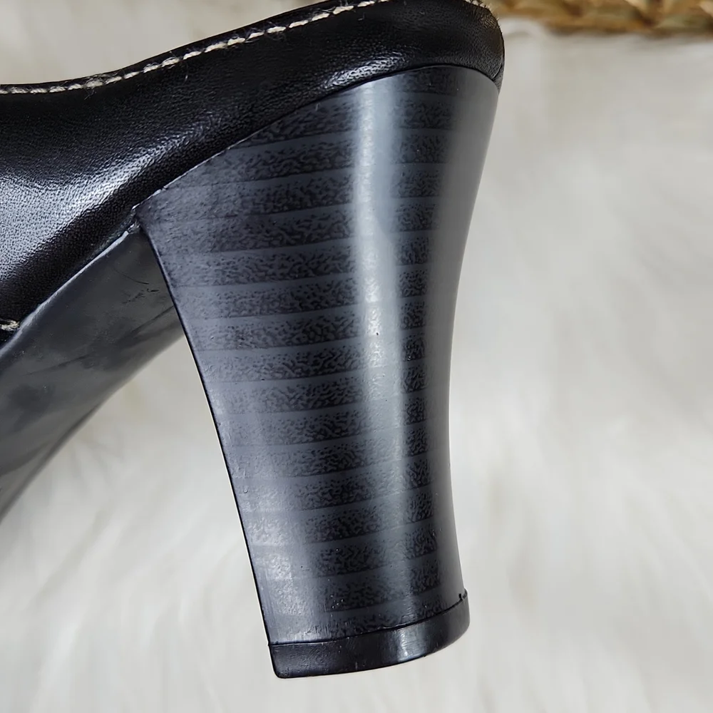 Merona, Women's Black Stick in heels with white top stitch and silver ha… - Picture 5 of 11